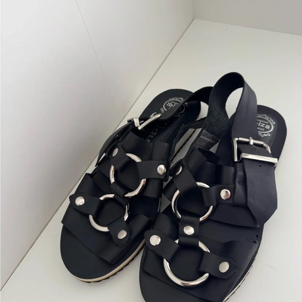 Jeffery Campbell Ibiza Handmade Sandals in Black Leather Size US 8 Women’s - Picture 3 of 4